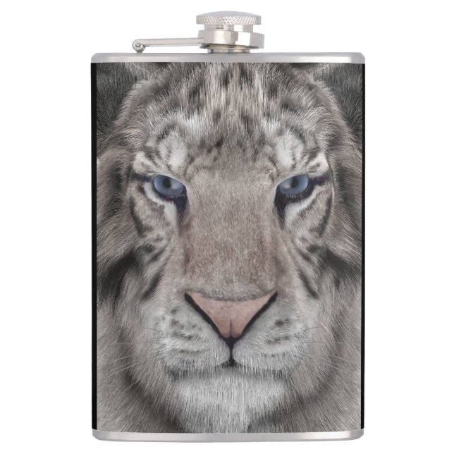 White Tiger Hip Flask (Front)
