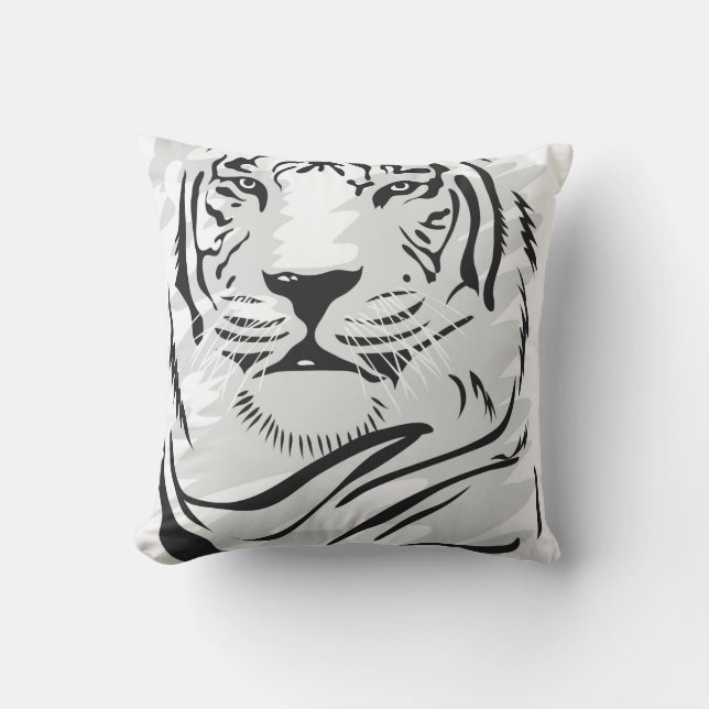 White Tiger Illustration Pillow (Front)