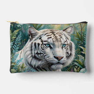 White Tiger in a Blue Green Jungle Accessory Pouch