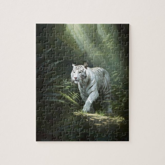 White Tiger in a Dense Forest Jigsaw Puzzle (Vertical)