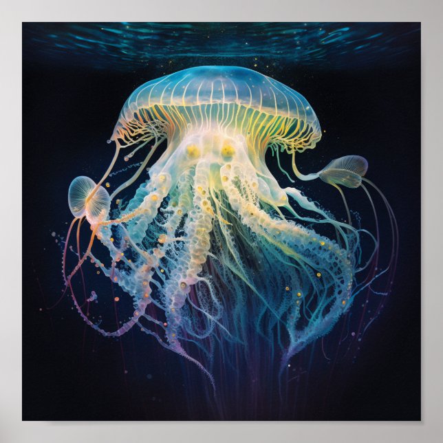 White Tiger Jellyfish Poster (Front)