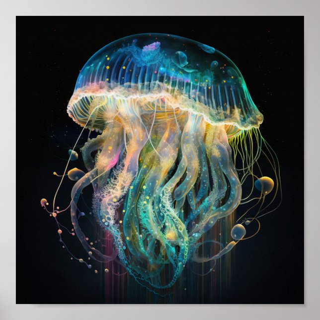 White Tiger Jellyfish Poster (Front)