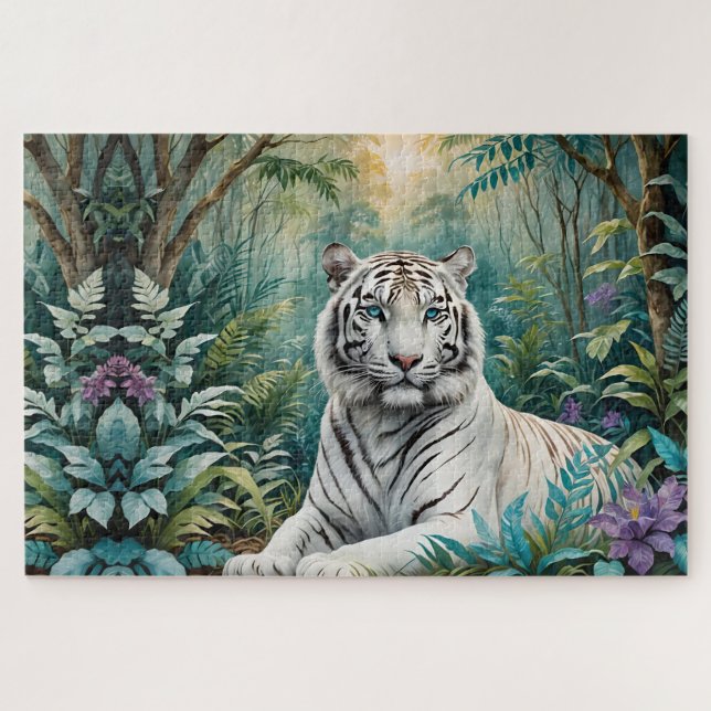White Tiger Jungle Flora Jigsaw Puzzle (Horizontal)