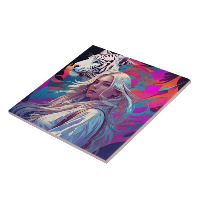 White Tiger  Keep or design your own Ceramic Tile (Side)