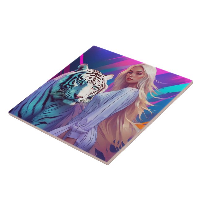White Tiger  Keep or design your own Ceramic Tile (Side)