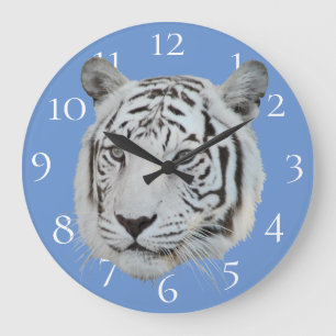 White tiger large clock