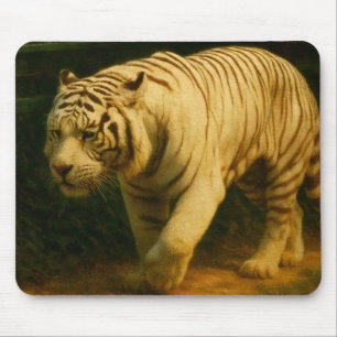 White Tiger Majesty – Stylised Wildlife Art Print Mouse Pad