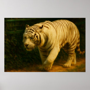 White Tiger Majesty – Stylized Wildlife Art Print