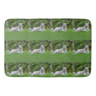 White Tiger Meadow Tile Repeat Bath Mat