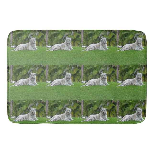 White Tiger Meadow Tile Repeat Bath Mat (Front)