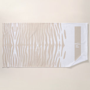 White Tiger Monogram Beach Towel
