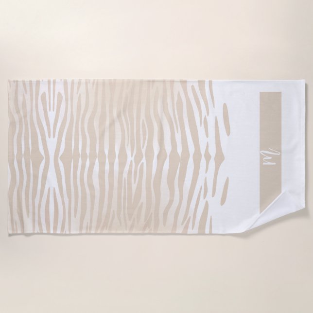 White Tiger Monogram Beach Towel (Front)