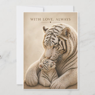 White Tiger Mother and Cub Card – With Love, Alway