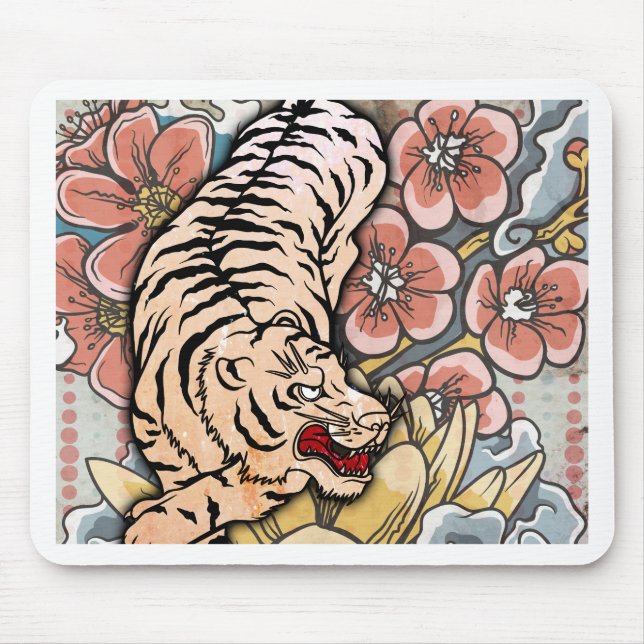 White Tiger Mouse Pad (Front)