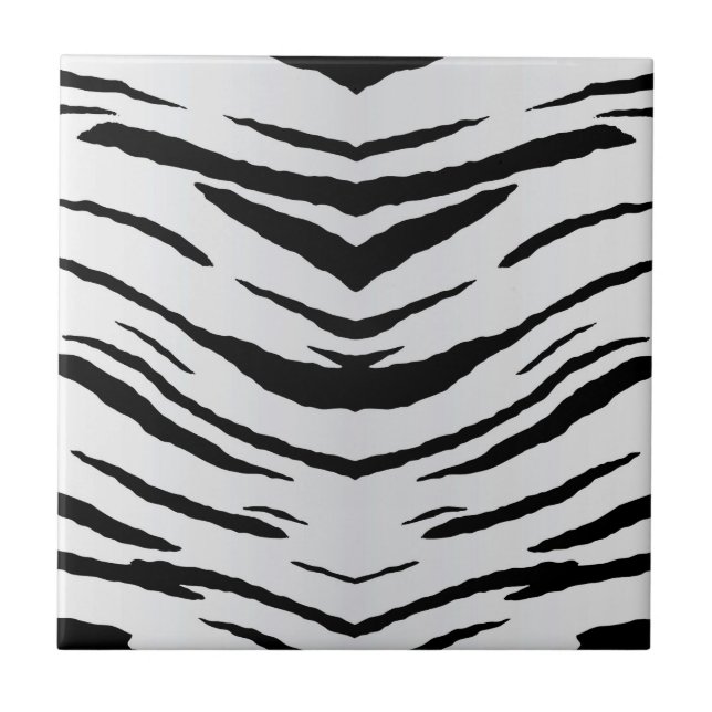 White Tiger or Zebra Striped Ceramic Tile (Front)