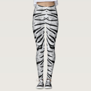 White tiger pattern     leggings