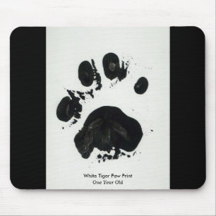 White Tiger Paw Print Mousepad