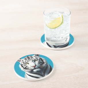 White Tiger Pop Art – Fierce & Colorful Wild Cat Coaster