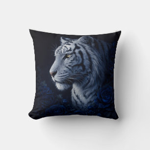 White Tiger Portrait – Calm Power and Silent Gaze Cushion