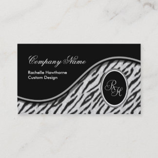 White Tiger Print Monogram S Business Cards ~ Bl