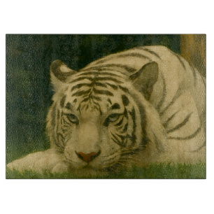 White Tiger Resting in Woodland Shade Cutting Board