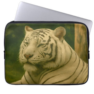 White Tiger Resting in Woodland Shade Laptop Sleeve