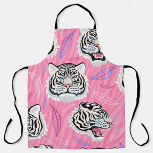 White Tiger Roar: Jungle Rainforest Pattern Apron