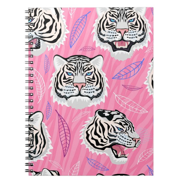 White Tiger Roar: Jungle Rainforest Pattern Notebook (Front)