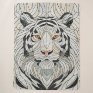 White tiger - Stained Glass Mosaic Digital Art Sherpa Blanket