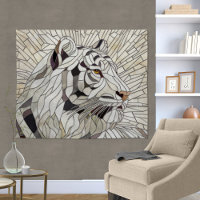 White tiger - Stained Glass Mosaic Digital Art