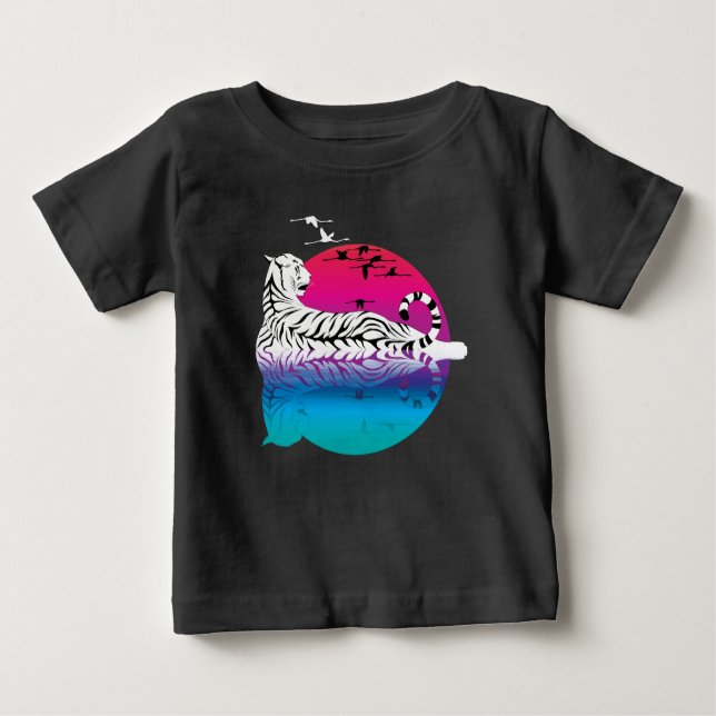 White Tiger Sunset Baby T-Shirt (Front)