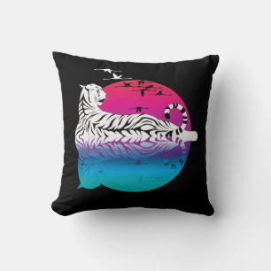White Tiger Sunset  Cushion