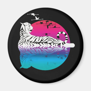 White Tiger Sunset Magnet