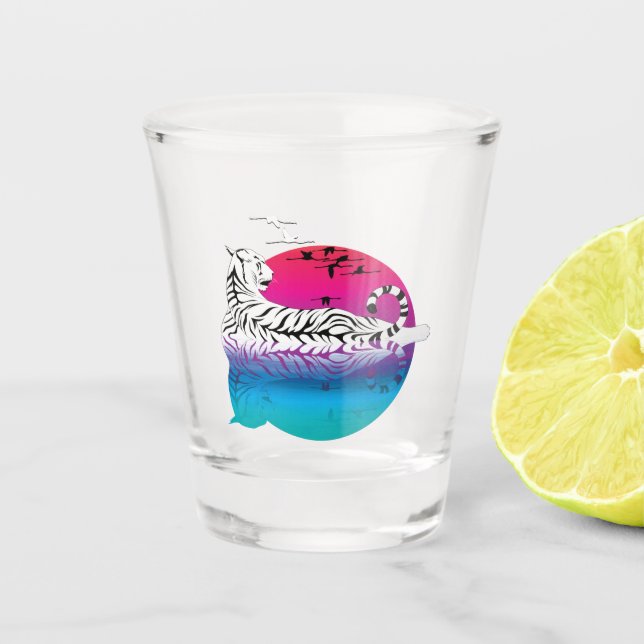 White Tiger Sunset Shot Glass (Front)