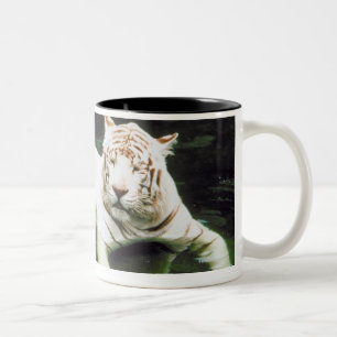 White Tiger Swimming Peacefully Two-Tone Coffee Mug