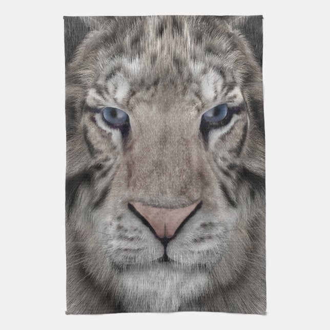 White Tiger Tea Towel (Vertical)