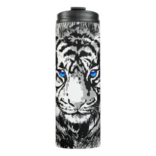 White Tiger Thermal Tumbler   Colourful Tiger Face