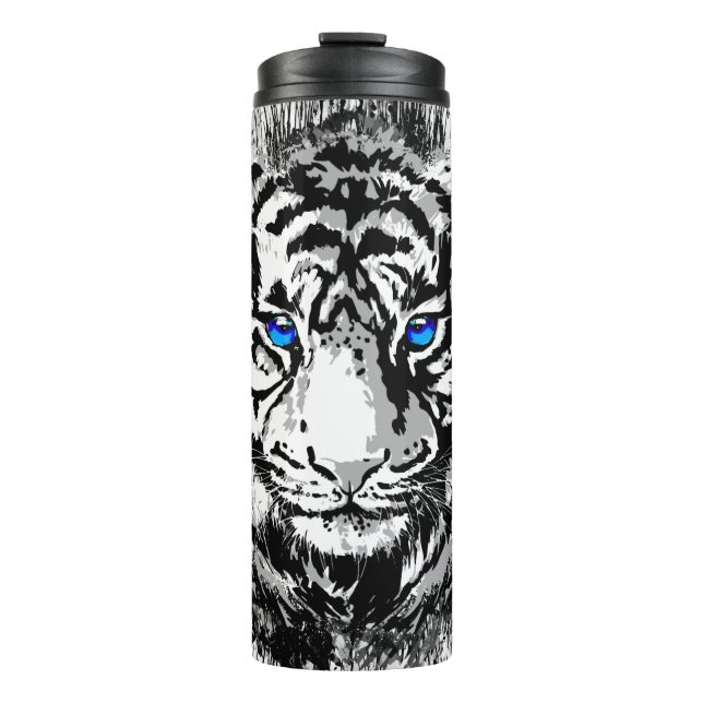 White Tiger Thermal Tumbler | Colourful Tiger Face (Front)