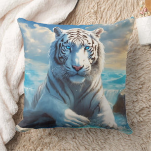 White Tiger Throw Pillow