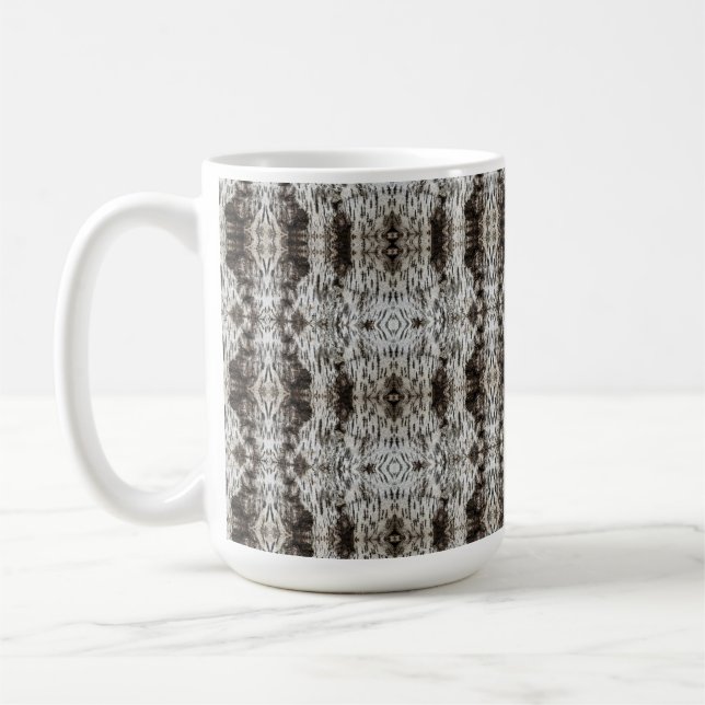 White Tiger Tree Bark Patterned Coffee Mug (Left)