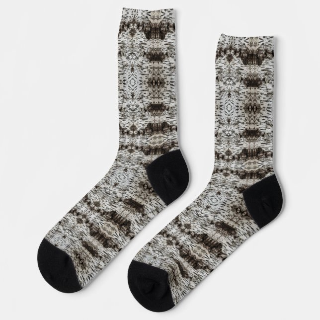 White Tiger Tree Bark Patterned Socks (Left)