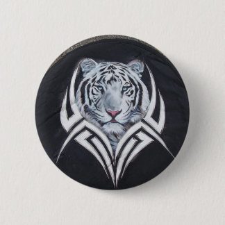 White Tiger Tribal 6 Cm Round Badge