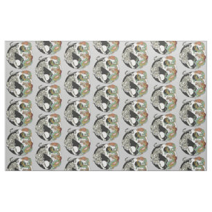 White tiger versus green dragon in the yin yang  fabric