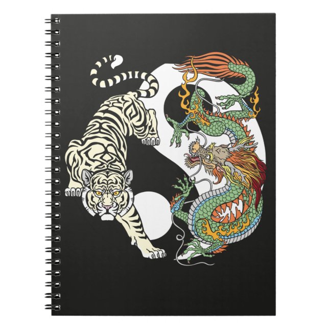 White tiger versus green dragon in the yin yang no notebook (Front)