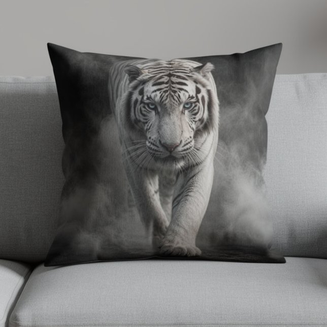 White Tiger Walking Through Smoke Cushion (Creator Uploaded)