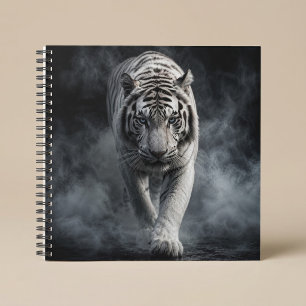 White Tiger Walking Through Smoke Notebook
