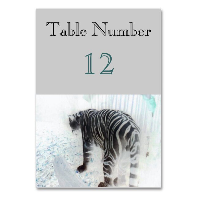 White Tiger Wild Animal Table Number (Front)
