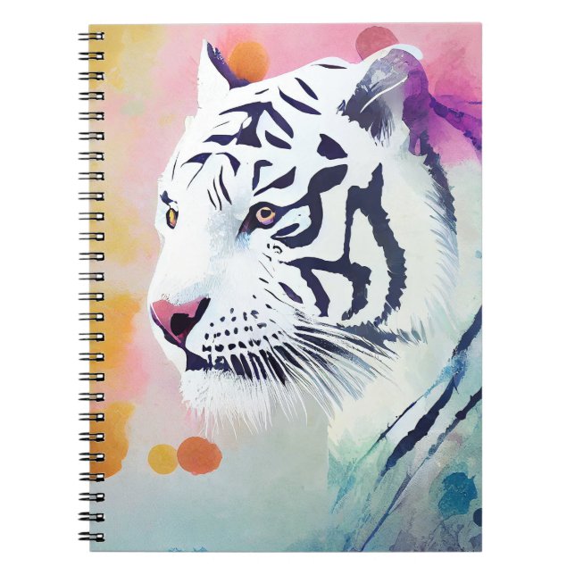 White Tiger Wild Nature Animal Colors Art Painting Notebook (Front)