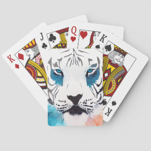 White Tiger Wild Nature Animal Colors Art Painting Playing Cards