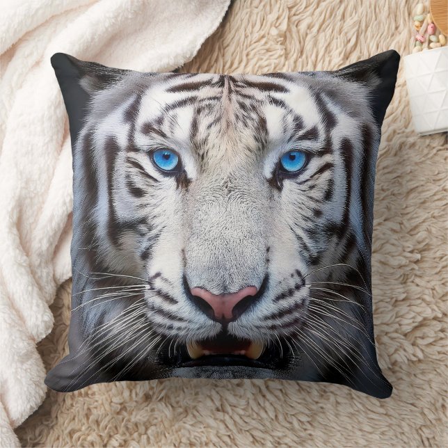 White Tiger with Blue Eyes Cushion (Blanket)